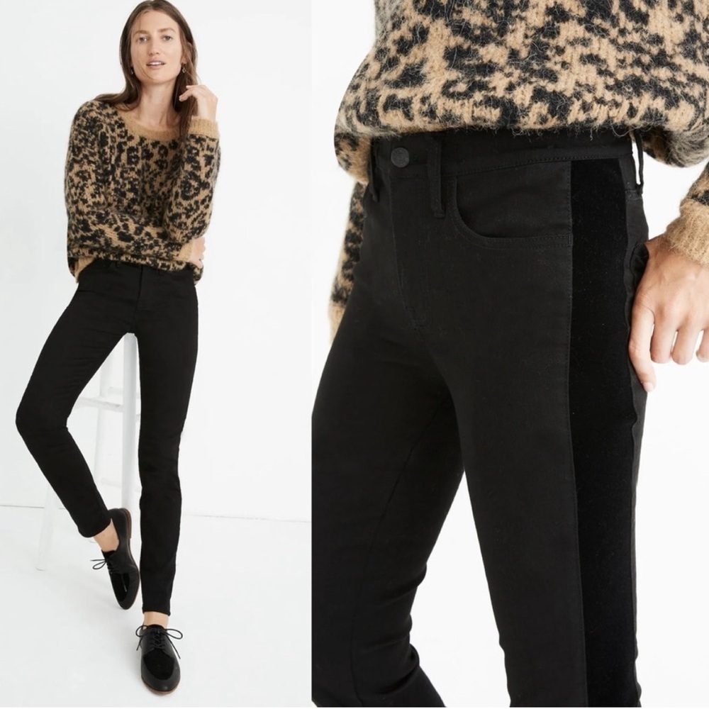 Madwell Black Velvet Stripe 9" Mid Rise Skinny Jeans Size 26